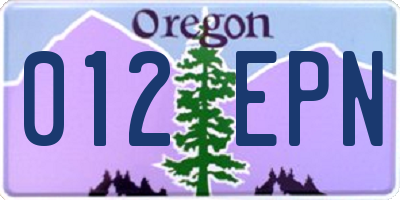 OR license plate 012EPN
