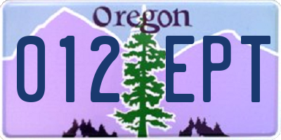 OR license plate 012EPT