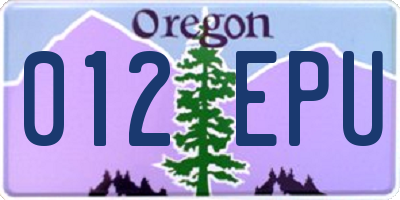 OR license plate 012EPU