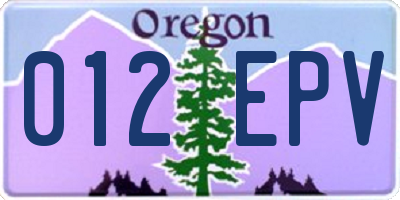 OR license plate 012EPV
