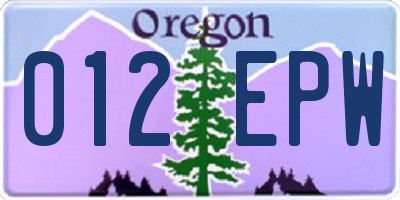 OR license plate 012EPW
