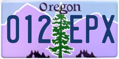 OR license plate 012EPX