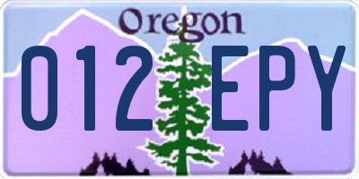 OR license plate 012EPY