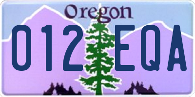 OR license plate 012EQA