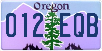 OR license plate 012EQB