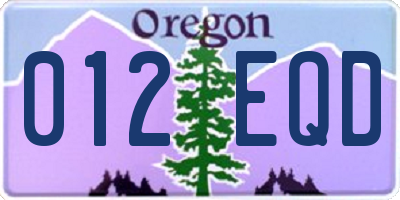 OR license plate 012EQD