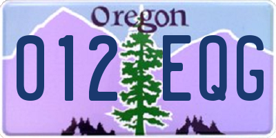OR license plate 012EQG