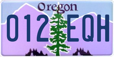 OR license plate 012EQH