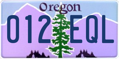 OR license plate 012EQL