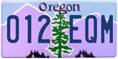 OR license plate 012EQM