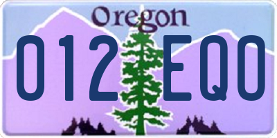 OR license plate 012EQO
