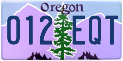 OR license plate 012EQT