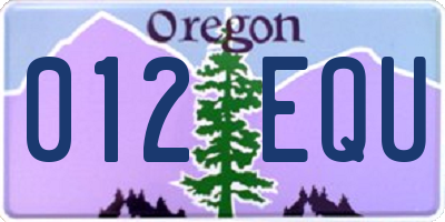 OR license plate 012EQU