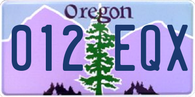 OR license plate 012EQX