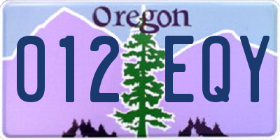 OR license plate 012EQY