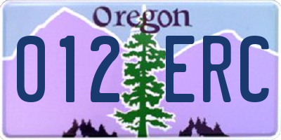 OR license plate 012ERC