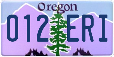 OR license plate 012ERI