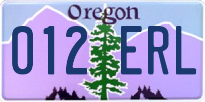 OR license plate 012ERL