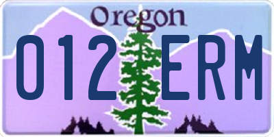 OR license plate 012ERM