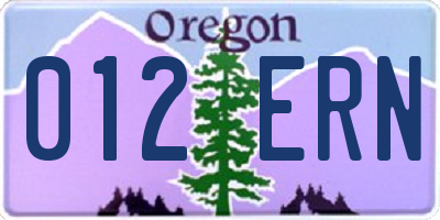 OR license plate 012ERN