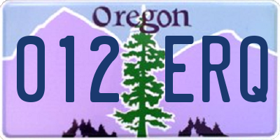 OR license plate 012ERQ