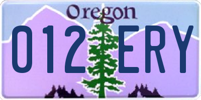 OR license plate 012ERY