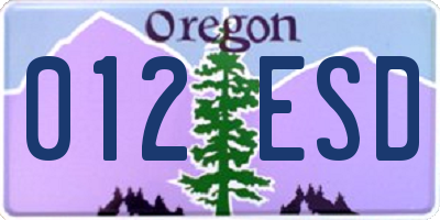 OR license plate 012ESD
