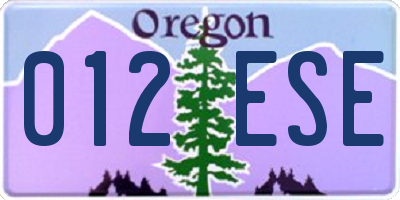 OR license plate 012ESE