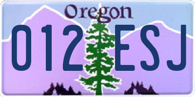 OR license plate 012ESJ