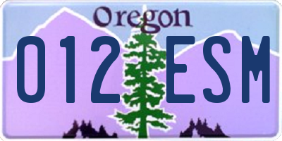 OR license plate 012ESM