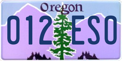 OR license plate 012ESO