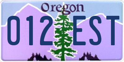 OR license plate 012EST