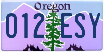 OR license plate 012ESY