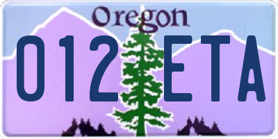 OR license plate 012ETA
