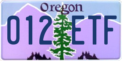 OR license plate 012ETF