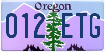 OR license plate 012ETG