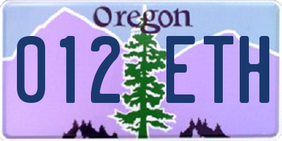 OR license plate 012ETH