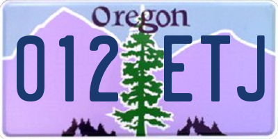 OR license plate 012ETJ