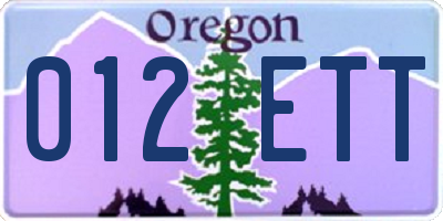 OR license plate 012ETT