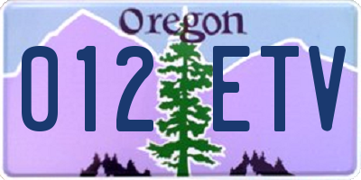 OR license plate 012ETV