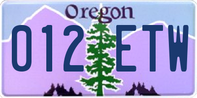 OR license plate 012ETW
