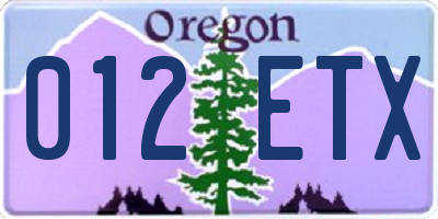 OR license plate 012ETX