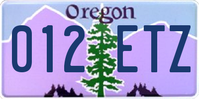 OR license plate 012ETZ