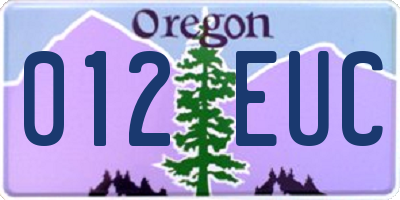 OR license plate 012EUC