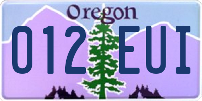OR license plate 012EUI