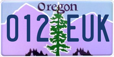 OR license plate 012EUK