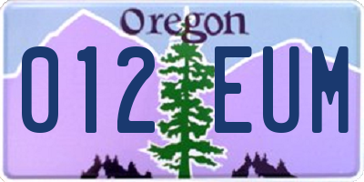 OR license plate 012EUM