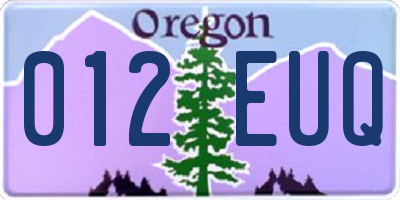 OR license plate 012EUQ