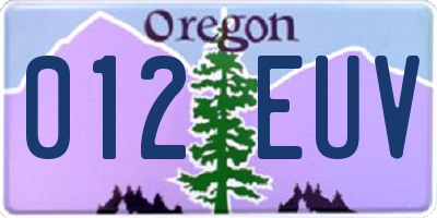 OR license plate 012EUV