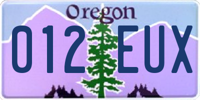 OR license plate 012EUX